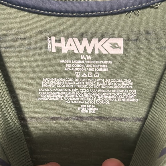 Men’s medium Green striped Tony Hawk pocket Tee BRAND NEW - Picture 3 of 4